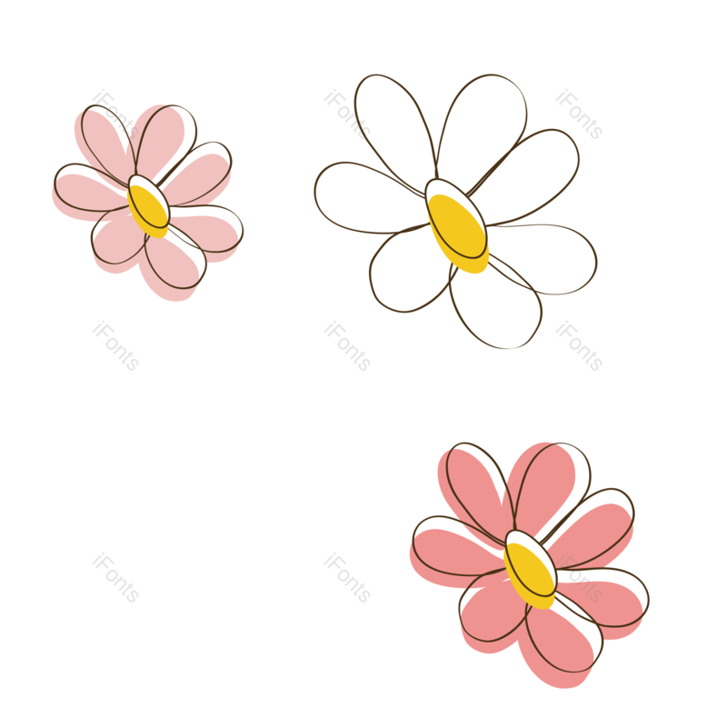 手绘插画图片,花朵元素,卡通风PNG,矢量元素免抠素材